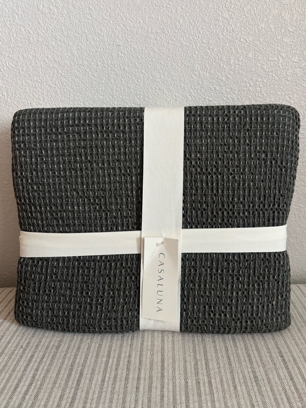 NWT King Textured Waffle Coverlet Olive Green - Casaluna